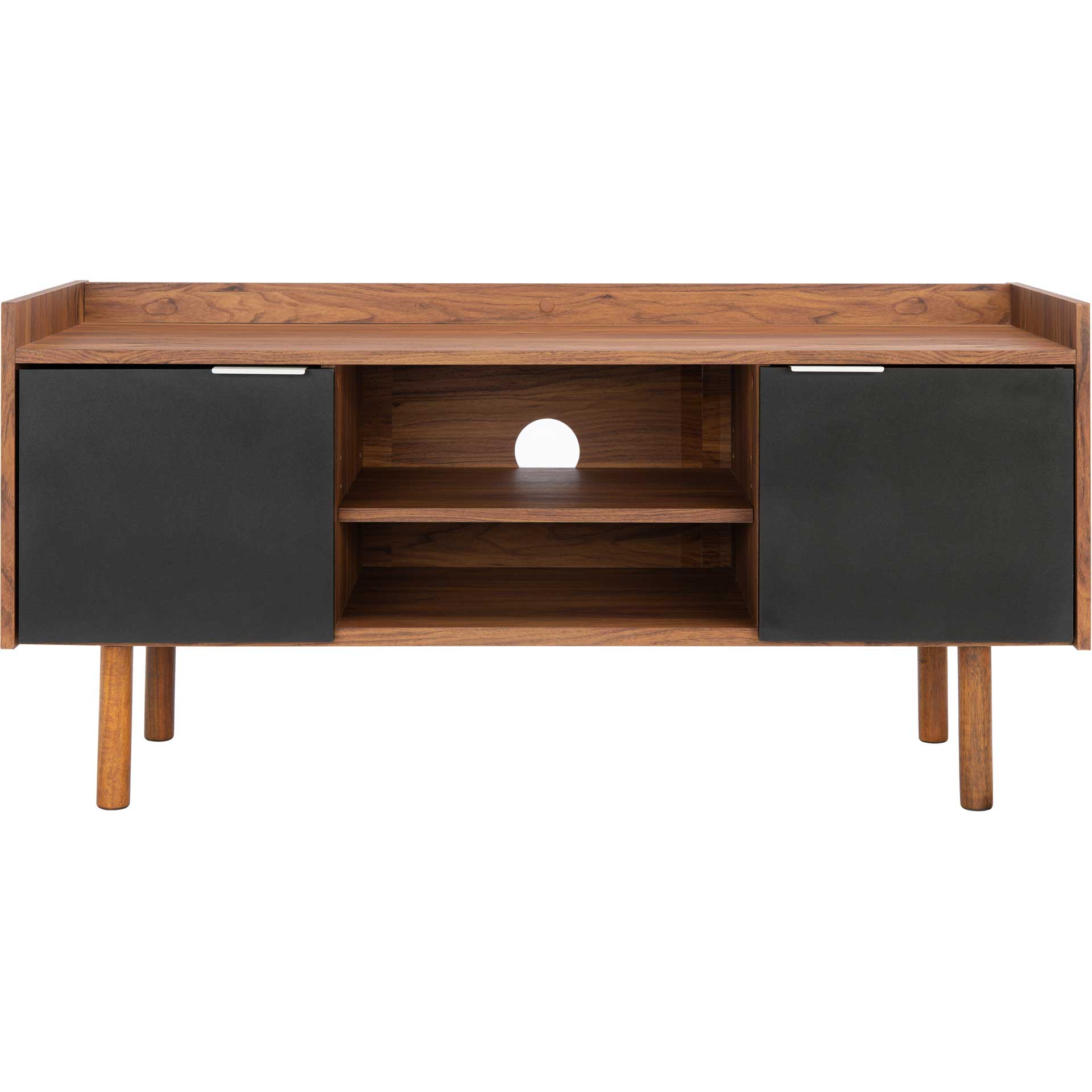 Dilan 2 Shelf 2 Door Media Stand Walnut/Black