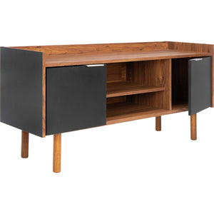 Dilan 2 Shelf 2 Door Media Stand Walnut/Black