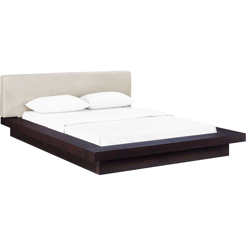 Freyja Fabric Platform Bed Cappuccino/Beige