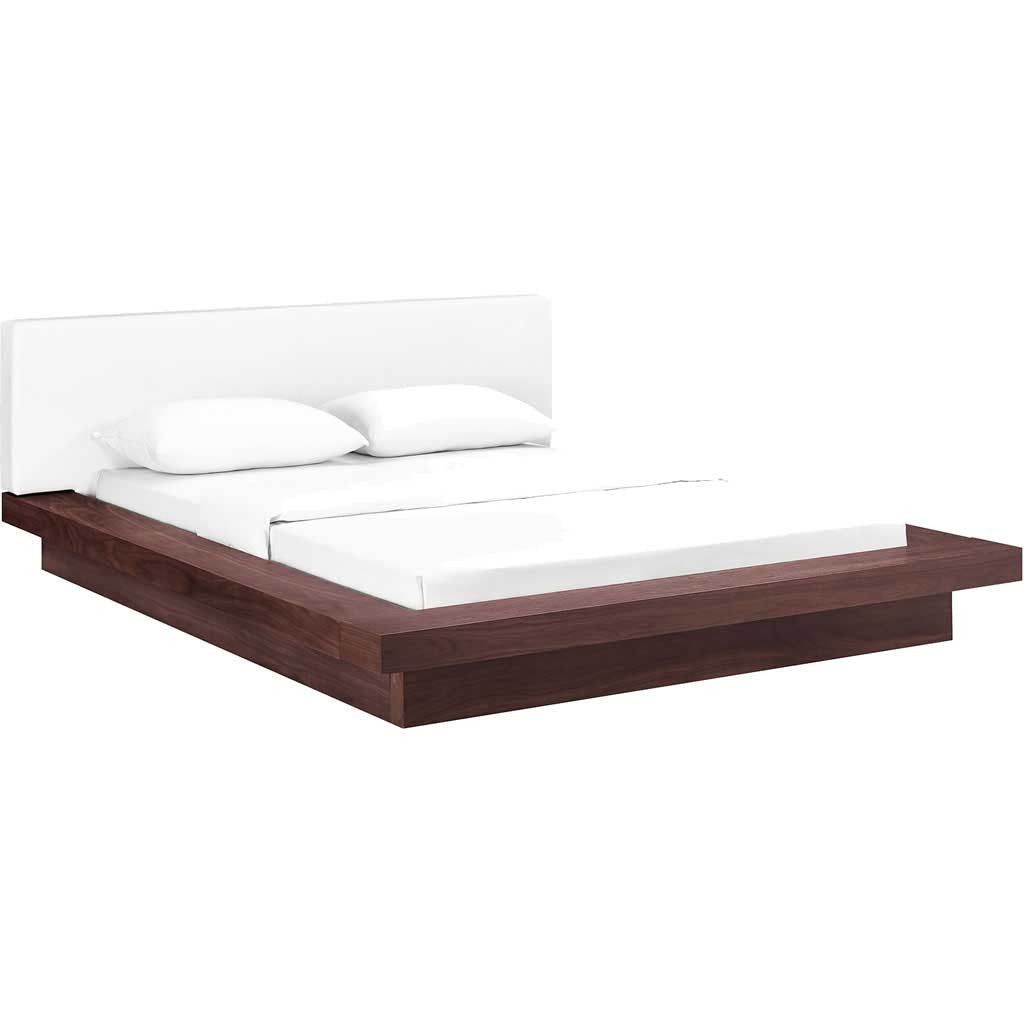 Freyja Vinyl Platform Bed Walnut/White