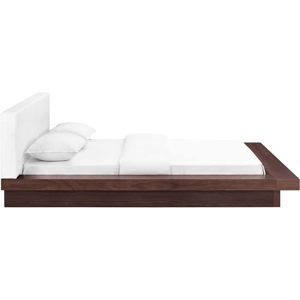 Freyja Vinyl Platform Bed Walnut/White