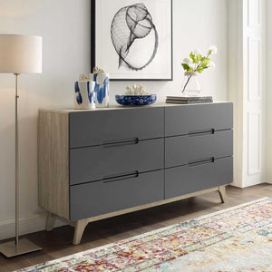 Orion Six-Drawer Wood Dresser Natural Gray