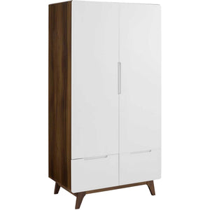 Orion Wood Wardrobe Cabinet Walnut/White