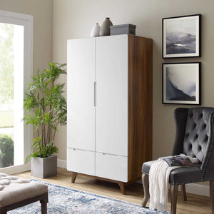 Orion Wood Wardrobe Cabinet Walnut/White