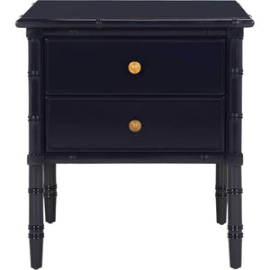 Mitchell 2 Drawer Bamboo Nightstand Navy