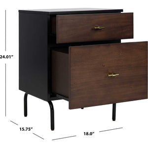 Gemma 2 Drawer Nightstand Walnut/Black