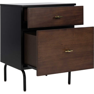 Gemma 2 Drawer Nightstand Walnut/Black