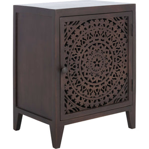 Thames 1 Door Carved Nightstand Brown