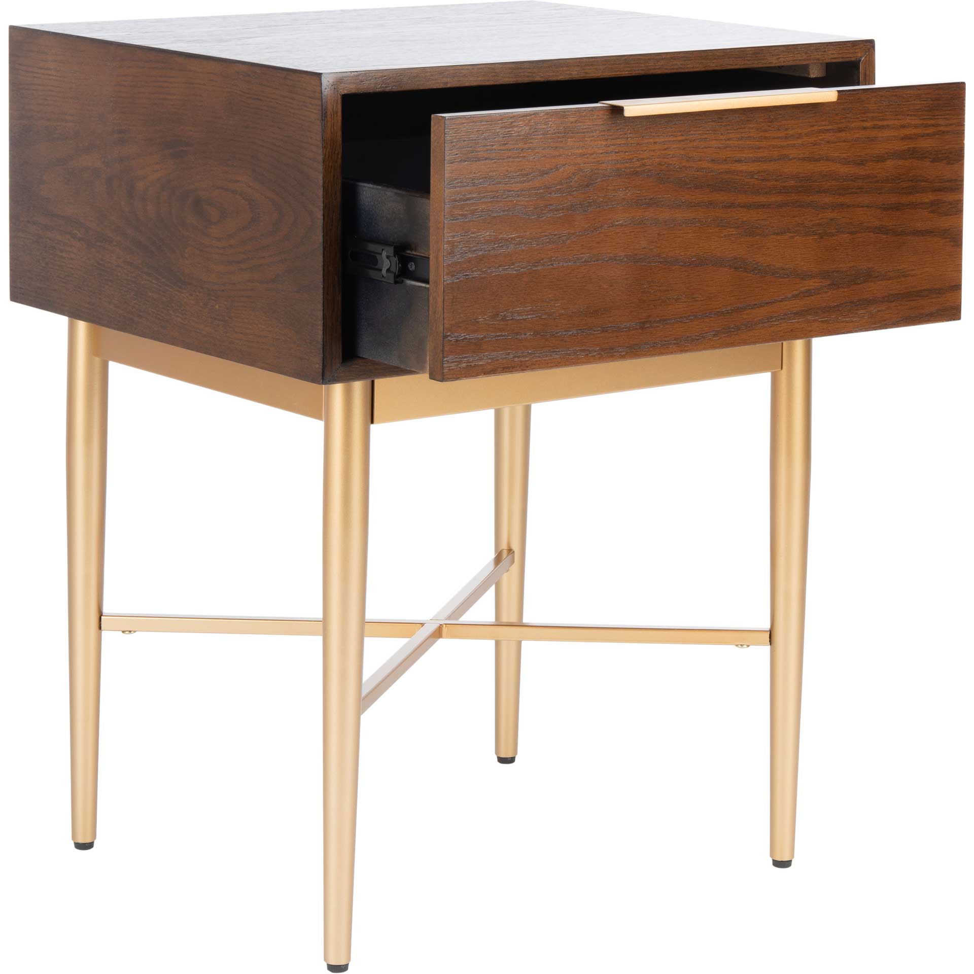 Pin One Drawer Nightstand Walnut/Gold