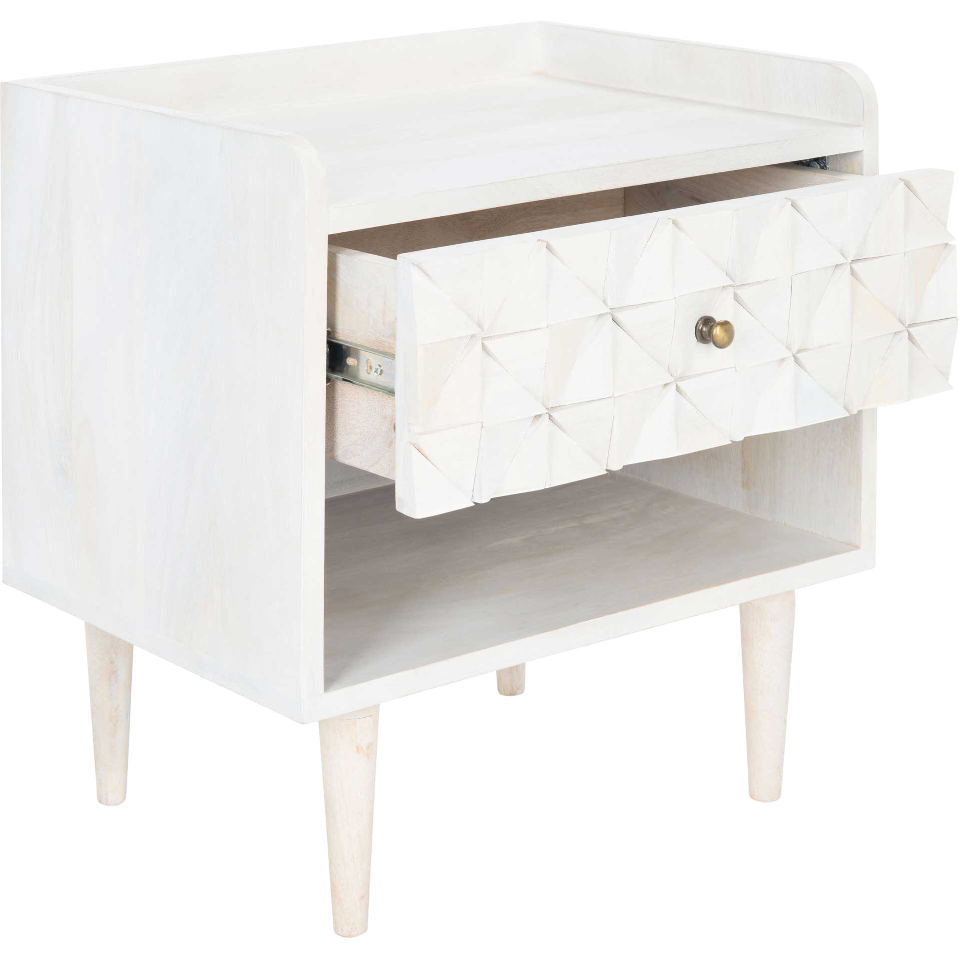 Zion Nightstand White Wash/Brass