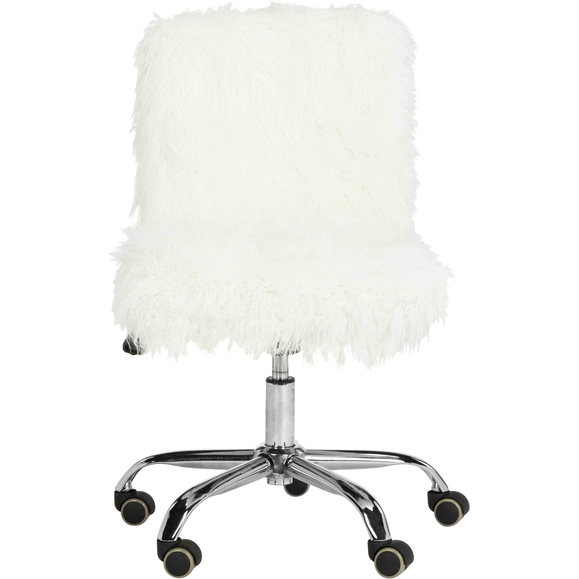 Whalen Faux Sheepskin Chrome Leg Swivel Chair