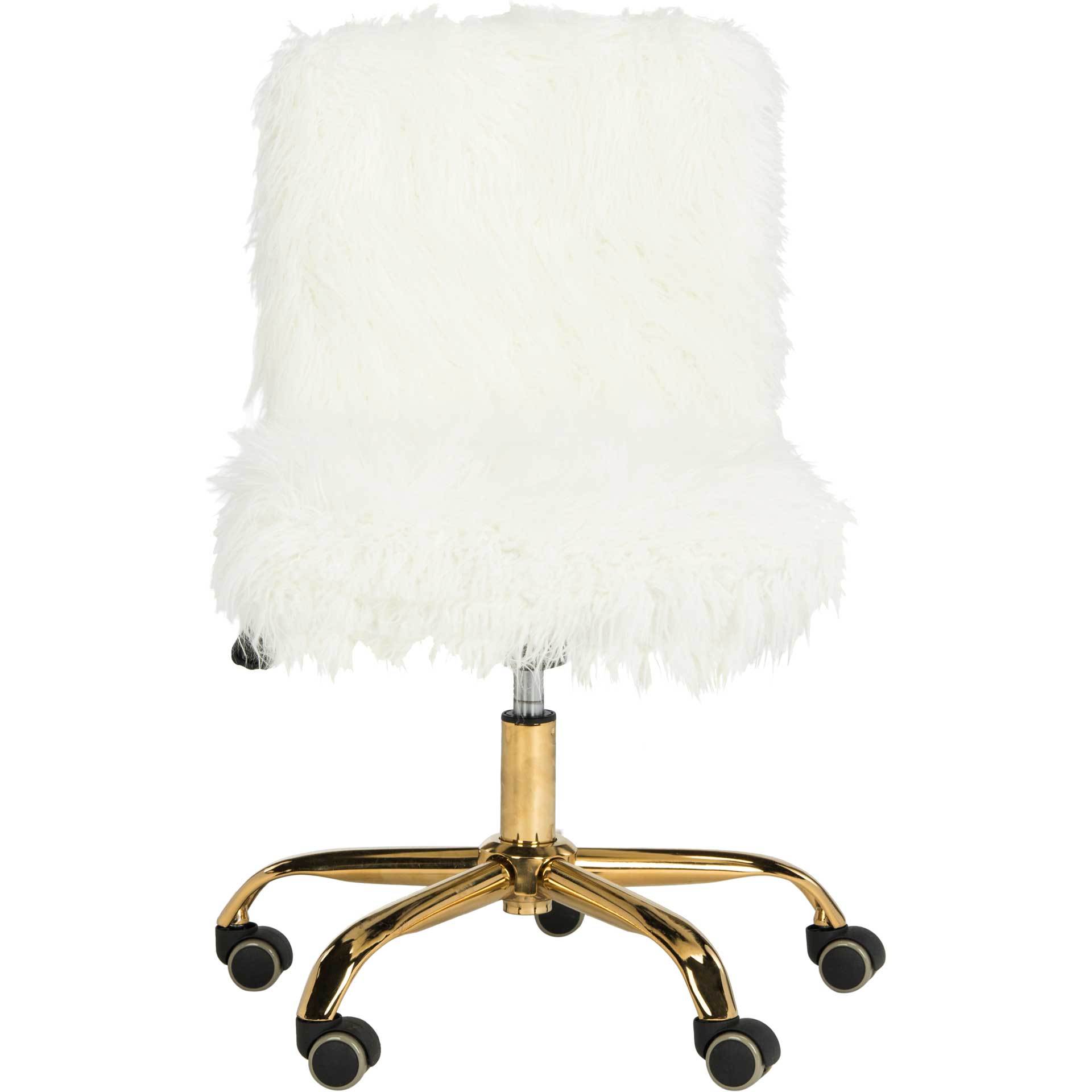 Whalen Faux Sheepskin Gold Leg Swivel Chair