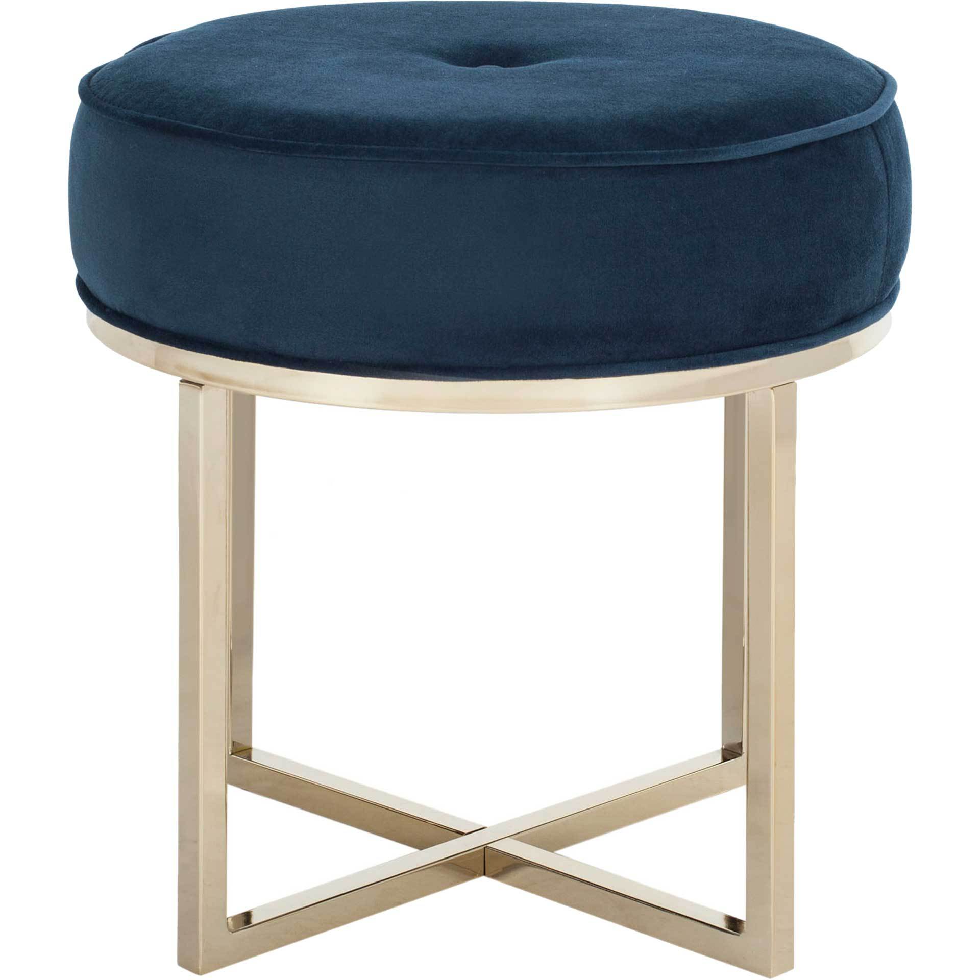 Anastasia Round Ottoman Navy/Brass