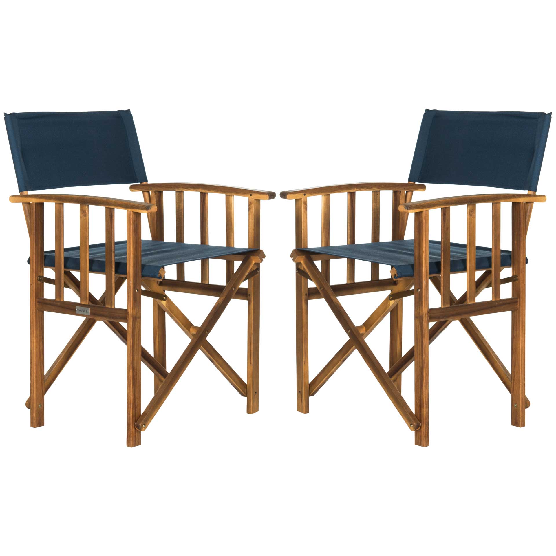 Lachlyn Director Chair Teak/Navy (Set of 2)