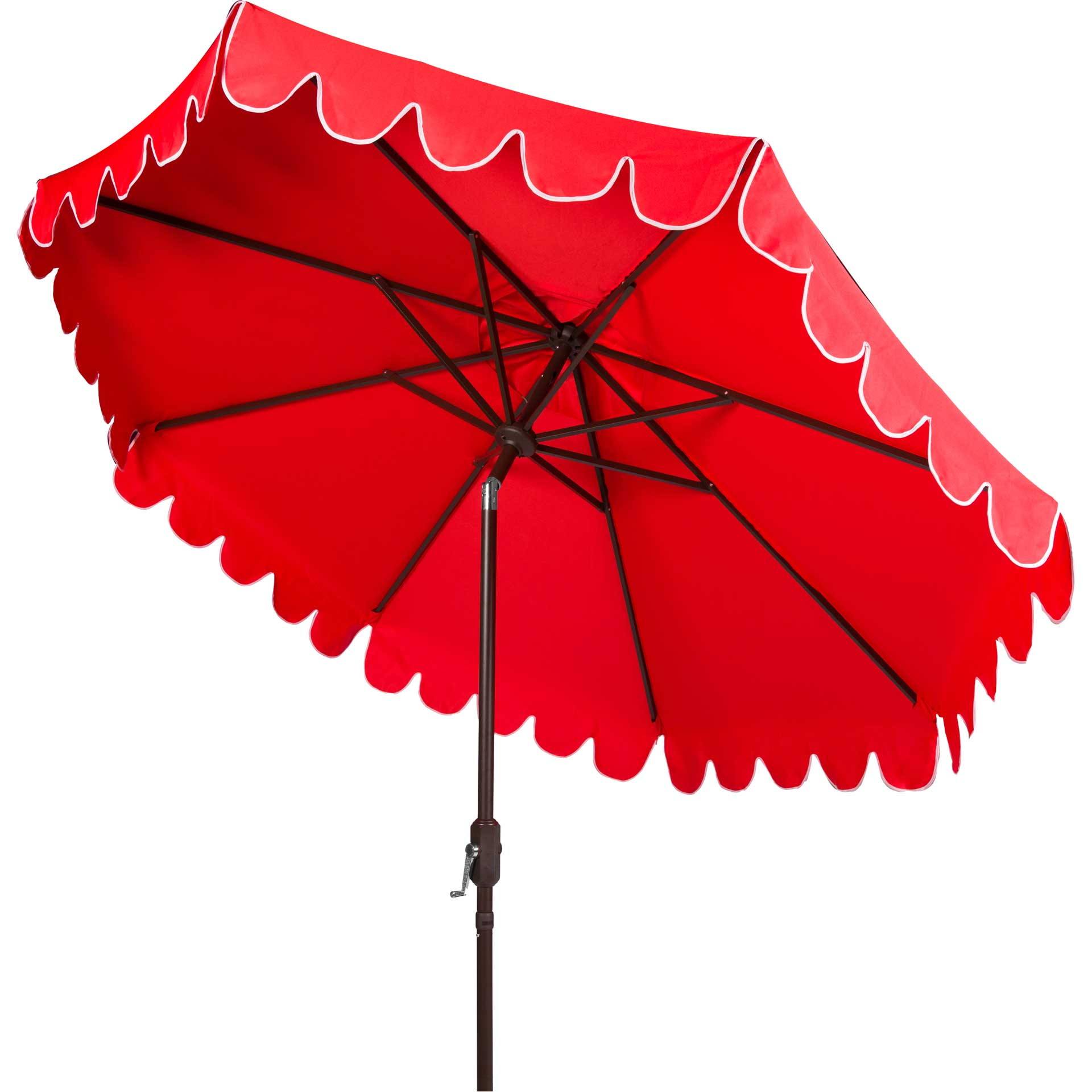 Vela Single Scallop Push Button Tilt Umbrella Red/White