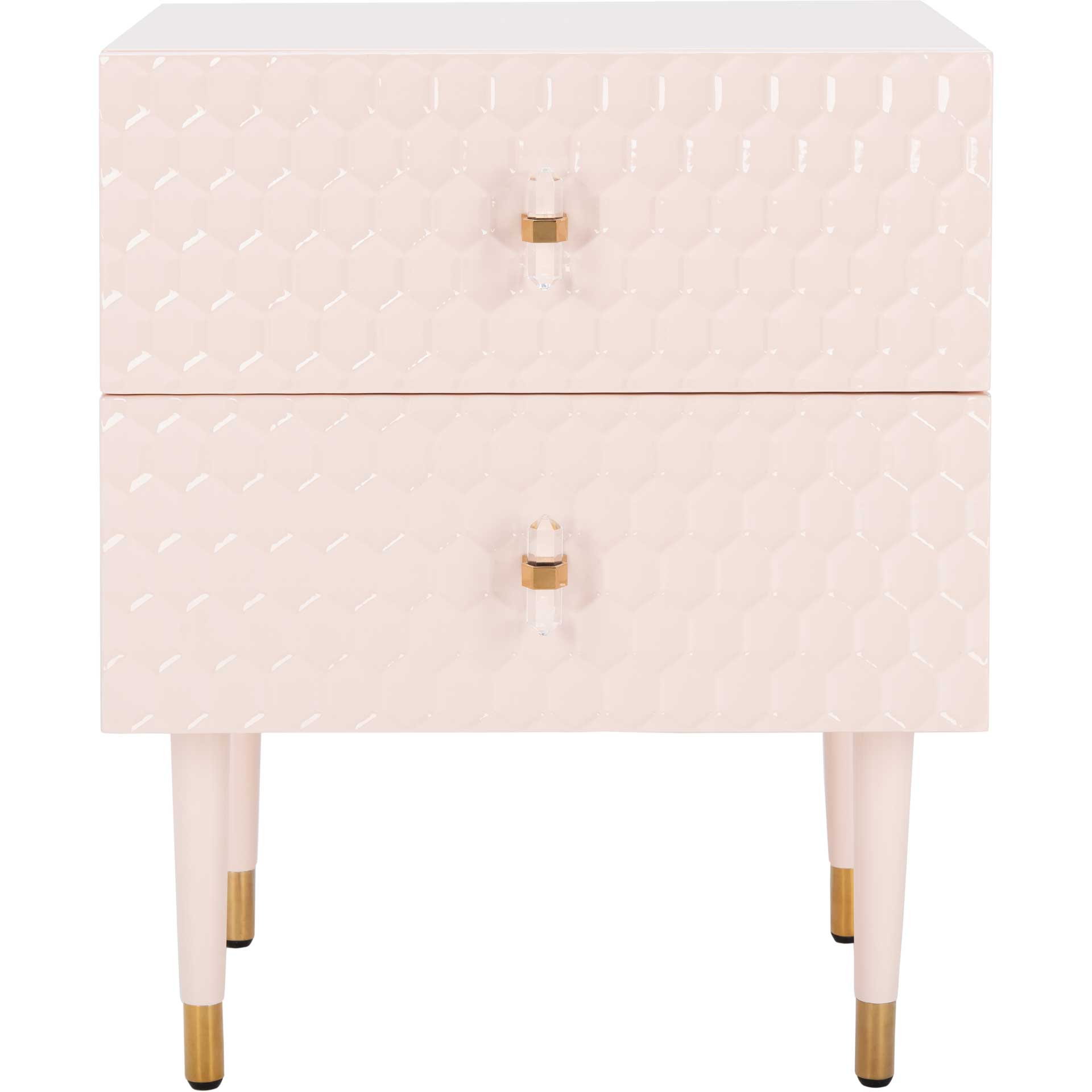 Nevaeh 2 Drawer Side Table Light Pink/Gold