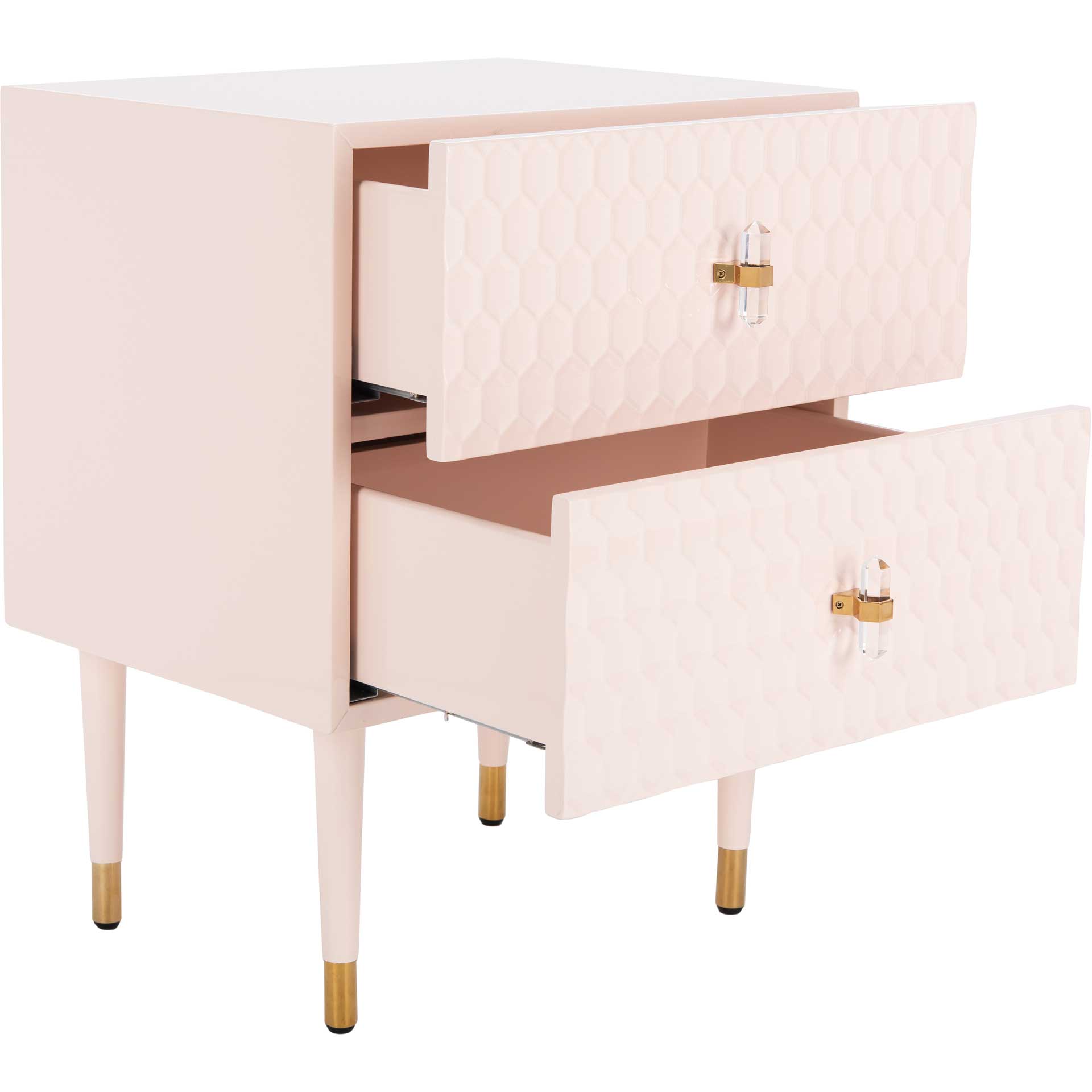 Nevaeh 2 Drawer Side Table Light Pink/Gold