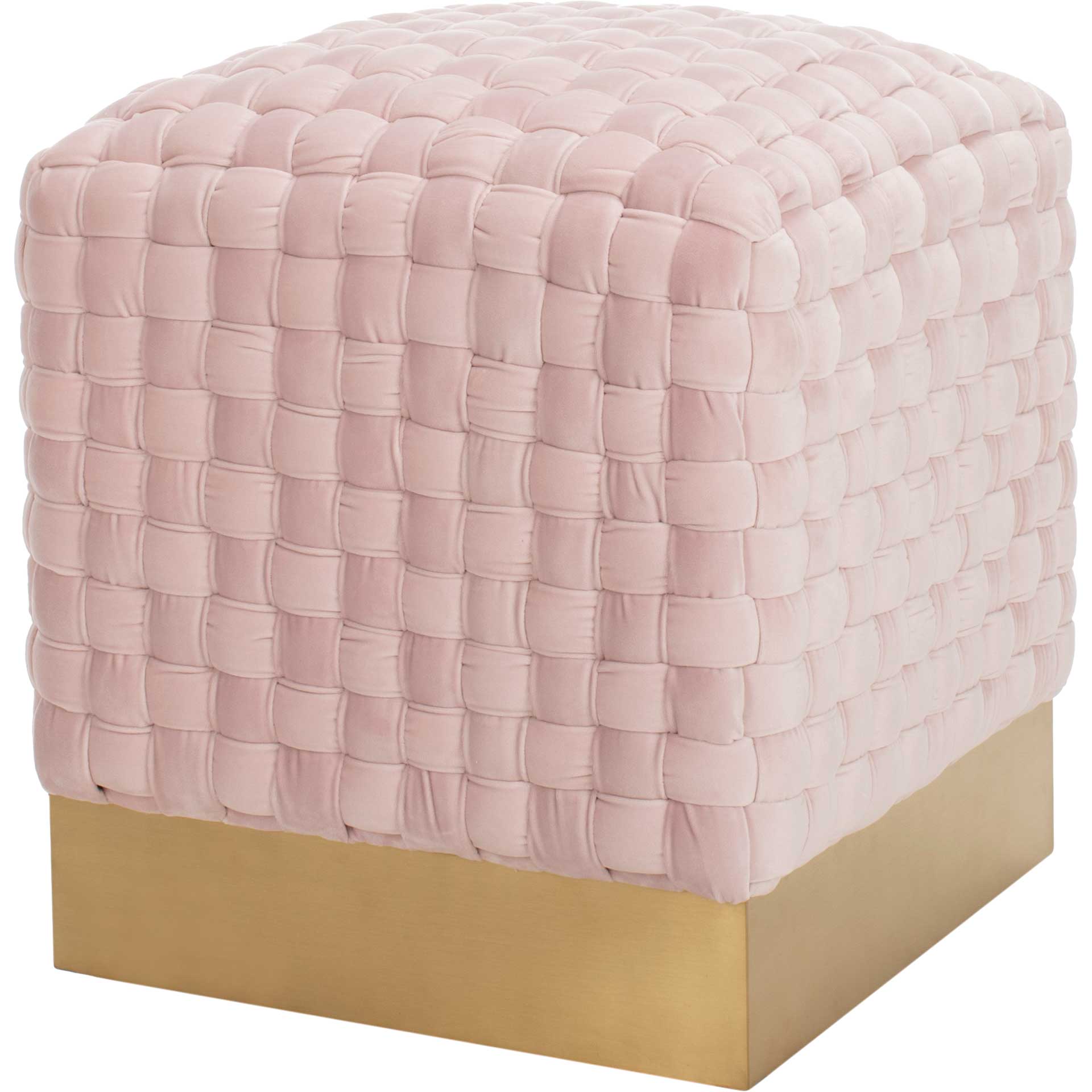 Ramona Woven Velvet Ottoman Pink