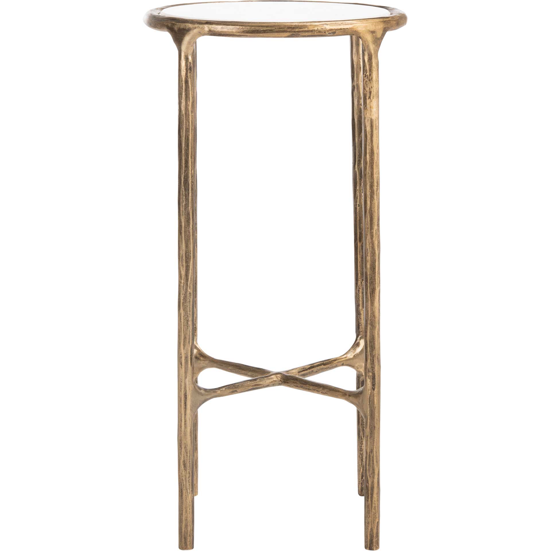 Jenesis Metal Tall Rd End Table Brass/White