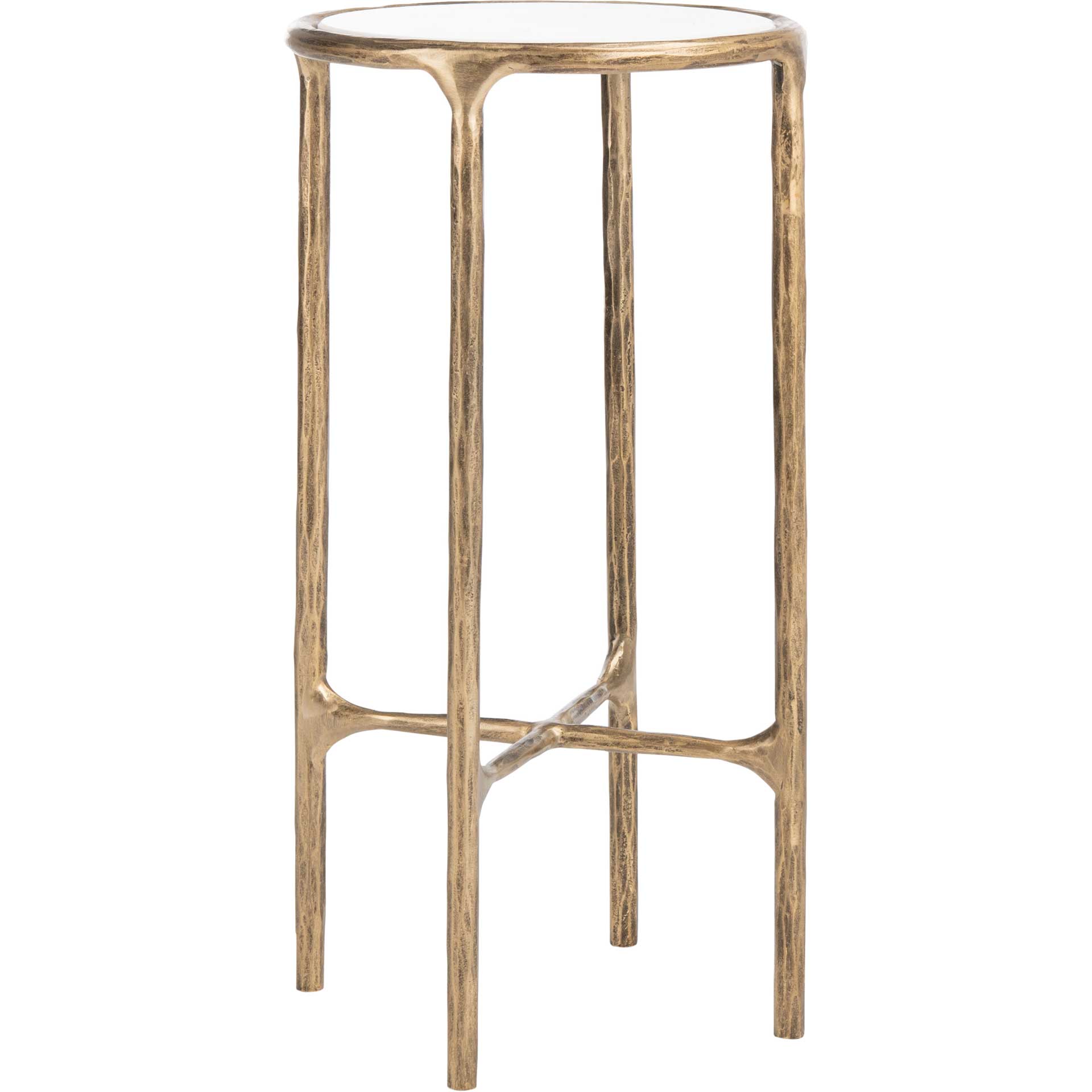 Jenesis Metal Tall Rd End Table Brass/White