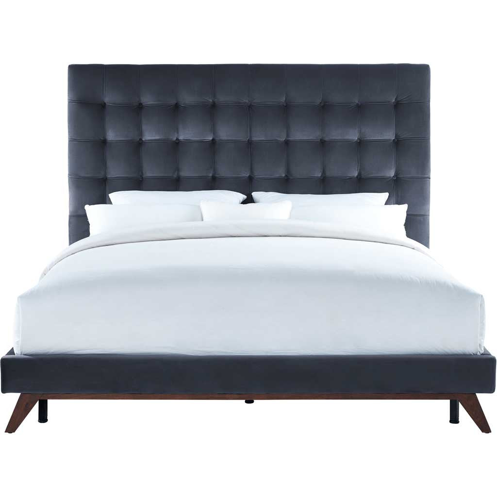 Ermont Velvet Bed Gray