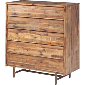 Boston Wooden 5 Drawer Chest Brown