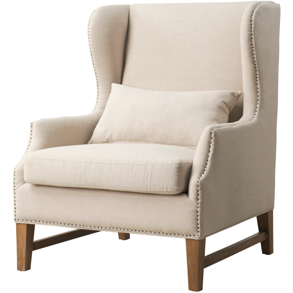 Desai Linen Wing Chair Beige