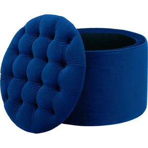 Quanita Velvet Storage Ottoman Navy