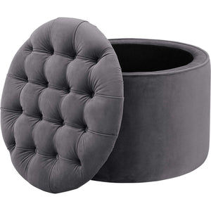 Quanita Velvet Storage Ottoman Gray