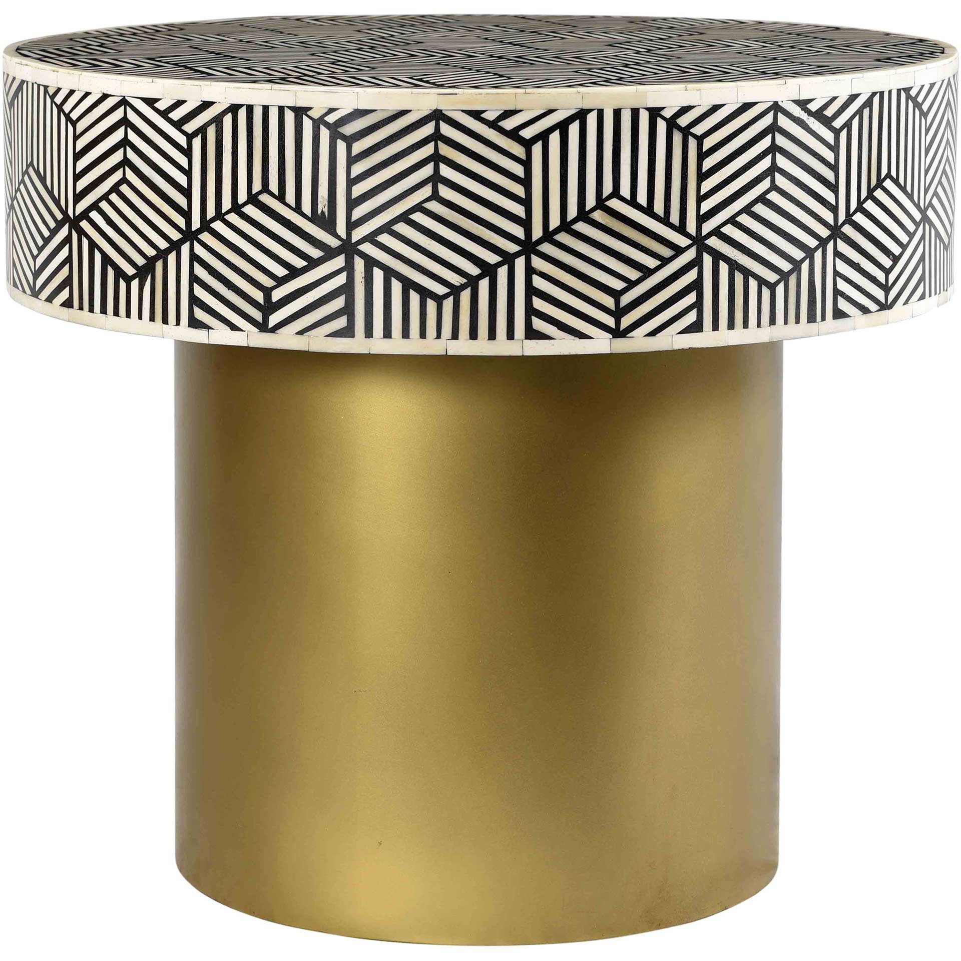 Bowen Inlay Round Side Table Black And White