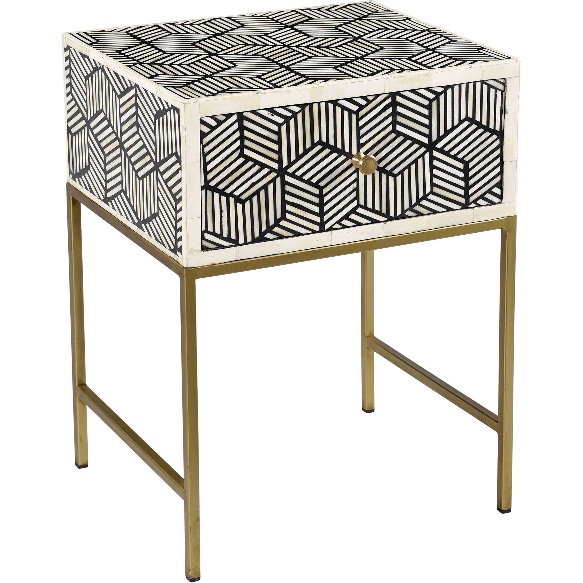 Bowen Inlay Side Table Black And White