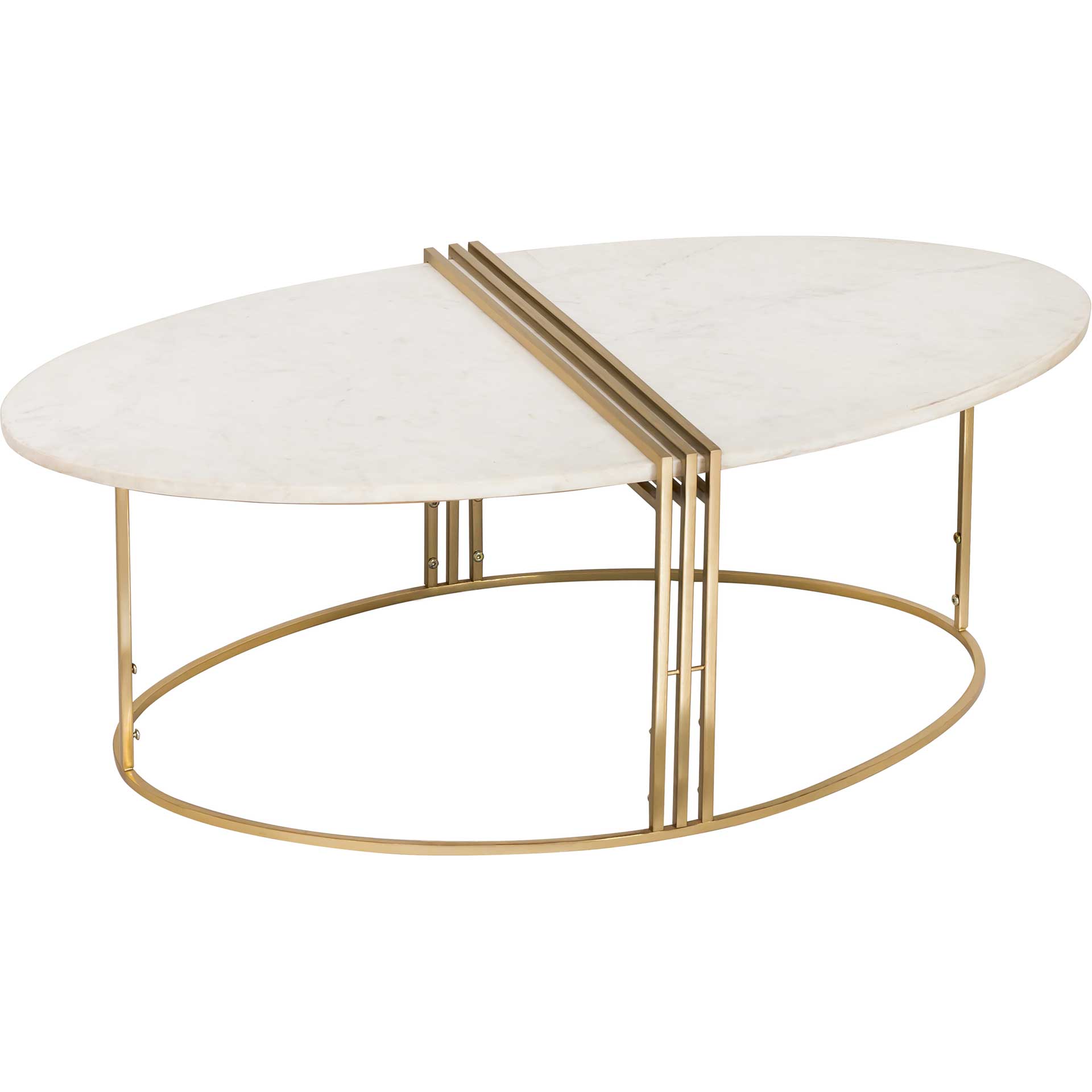Cairo Oval Marble Coffee Table Gold/White