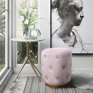 Skye Velvet Ottoman Blush