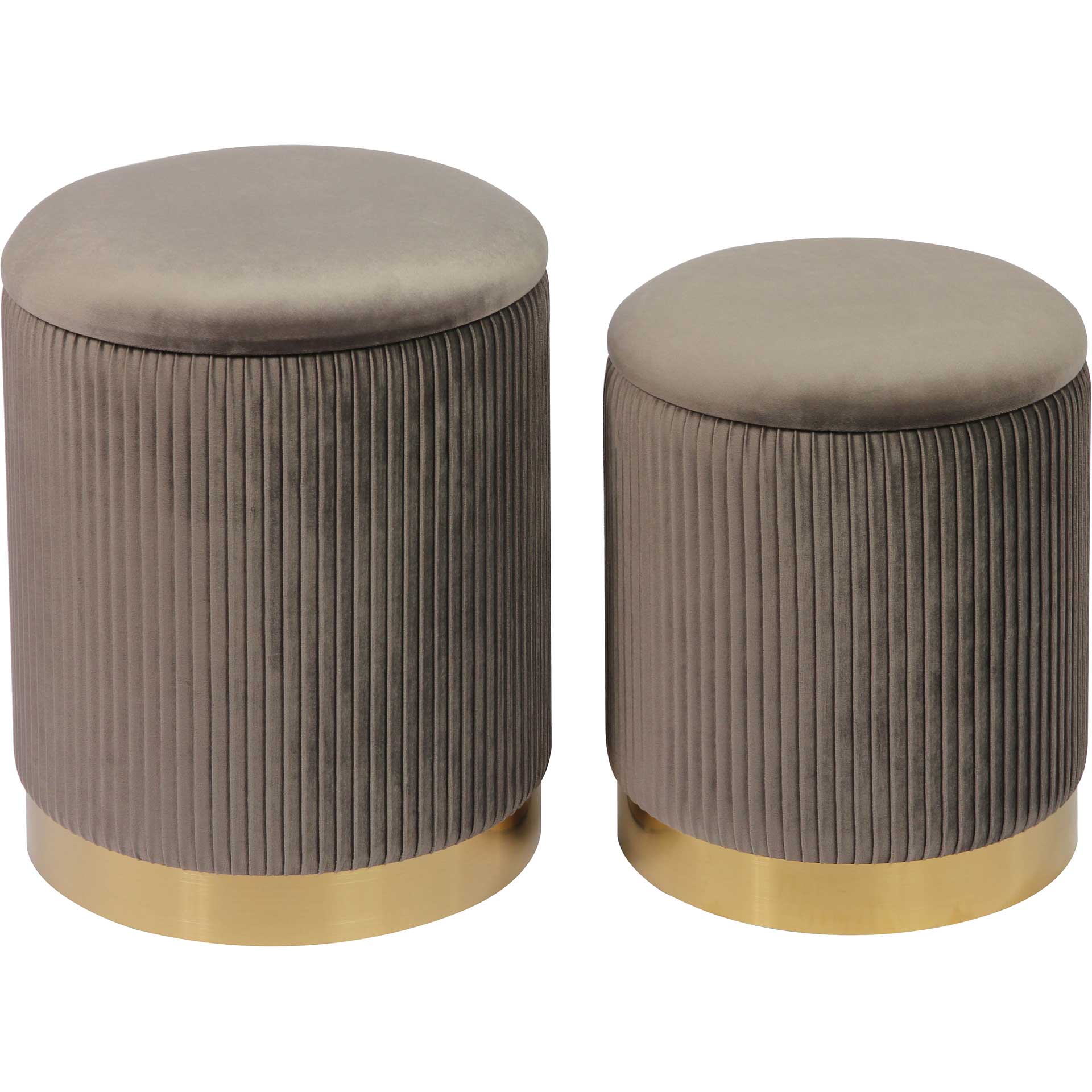 Chamonix Velvet Storage Ottomans Gray (Set of 2)