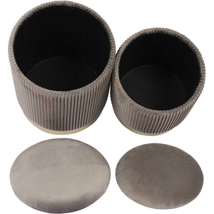 Chamonix Velvet Storage Ottomans Gray (Set of 2)