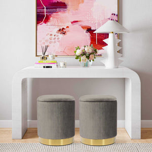 Zorn Velvet Storage Ottoman Gray