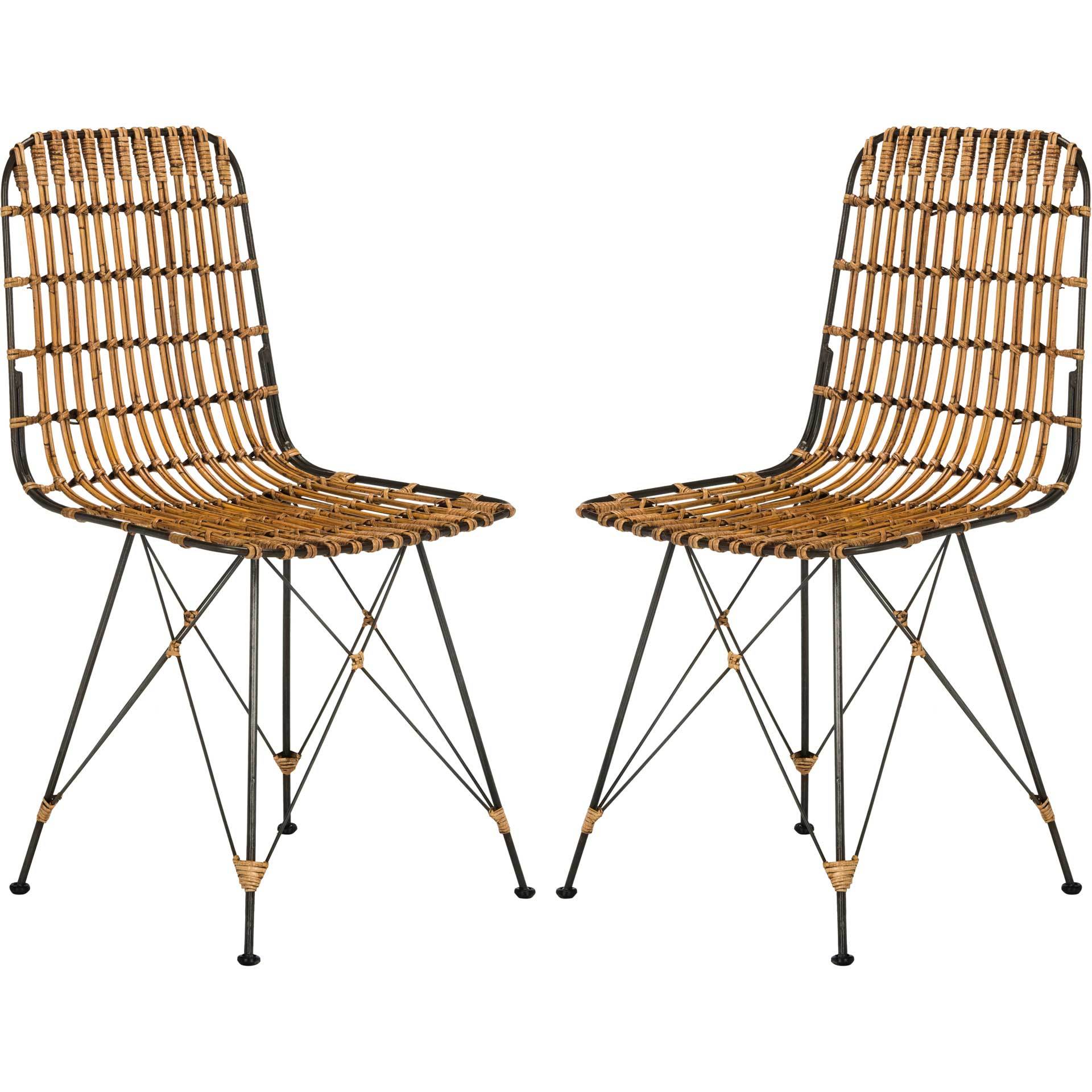 Millie Wicker Dining Chair Natural Brown Wash (Set of 2)