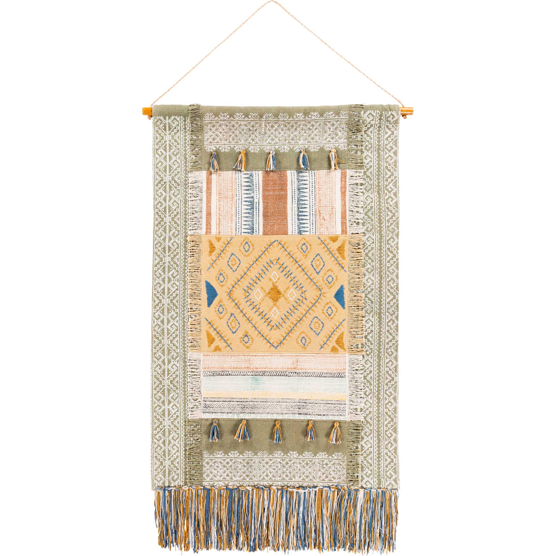 Zeke Wall Hanging Beige/Butter/Aqua