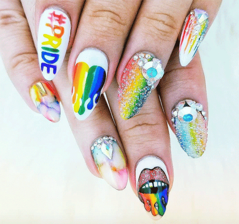 Rainbow LGBTQ Pride Nail Art