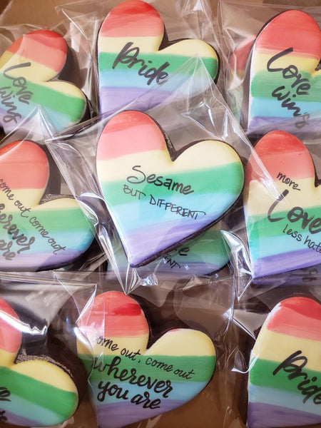 Rainbow Pride Heart Cookies