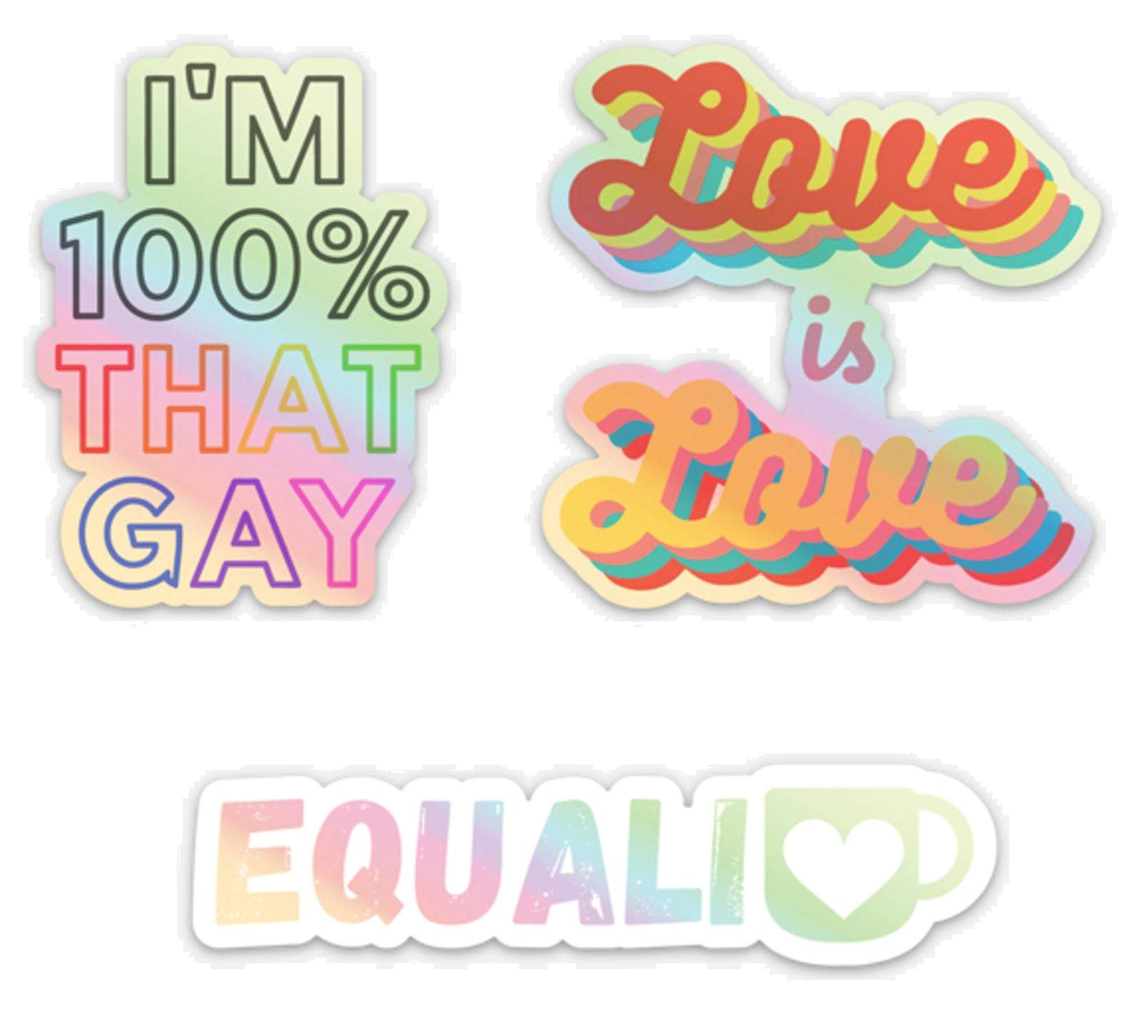 Lgbtq Pride Holographic Vinyl Stickers Pack Of 3 Gay Lesbian Pride N Sesame But Different