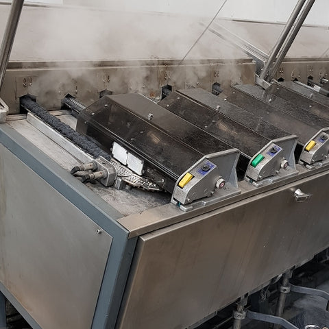 spun yarn being steamed