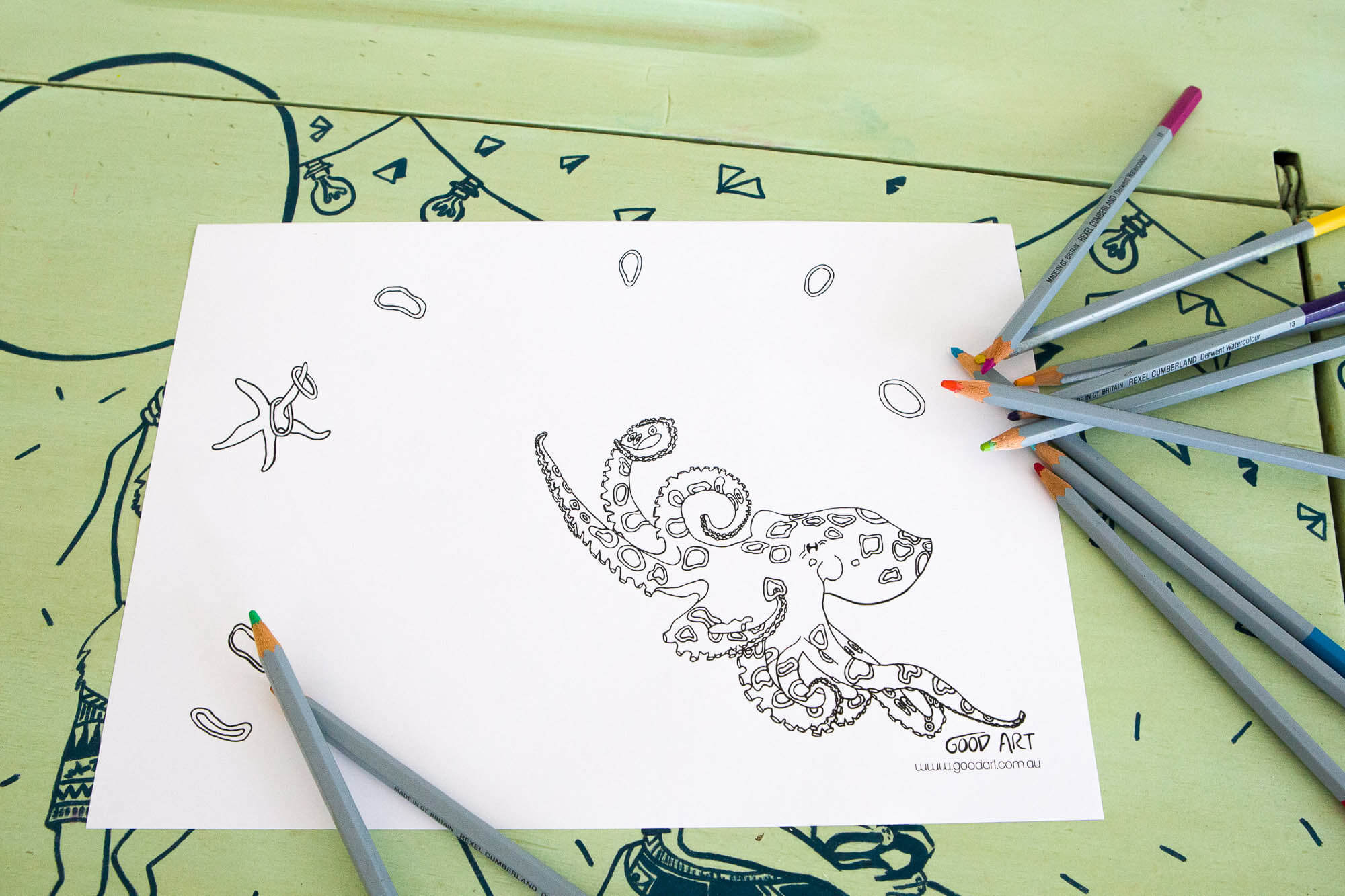 Free coloring page blue ringed octopus