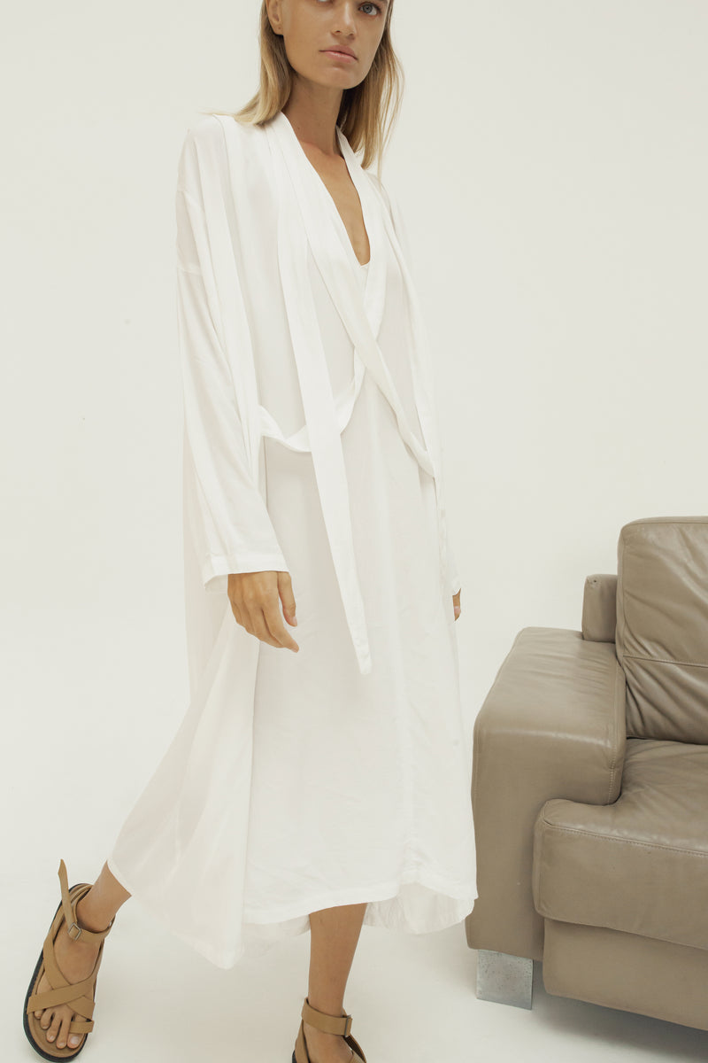 THE RISE AND SHINE  3 TIE LONG DRESS OFF WHITE