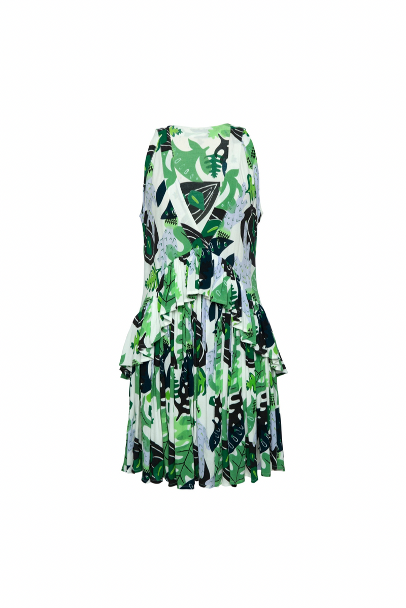 THE RARA FRILL Dress - Cactus Green