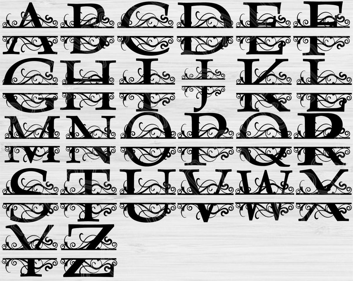 Split Monogram Font Svg Chevron Split Letters Svg Chevron Split Monogram Iron On Decal Split Monogram Letters For Cricut Cameo Scan N Cut