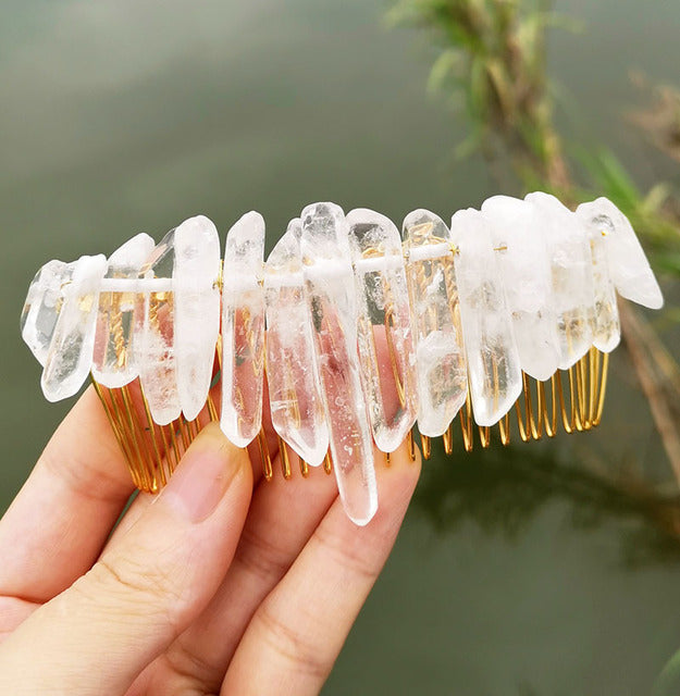 Crystal Hair Comb- Gold/Large