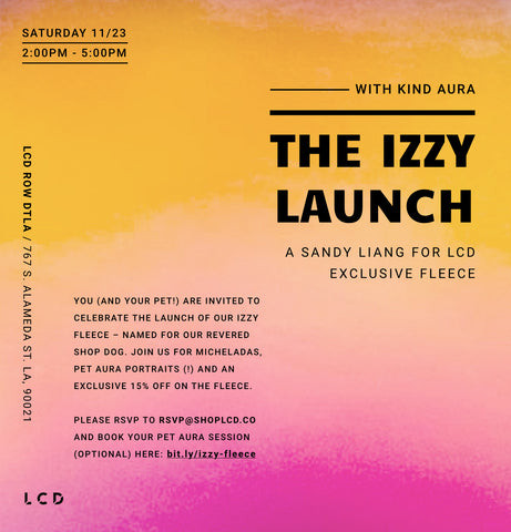 Izzy Fleece Launch event general invitation.
