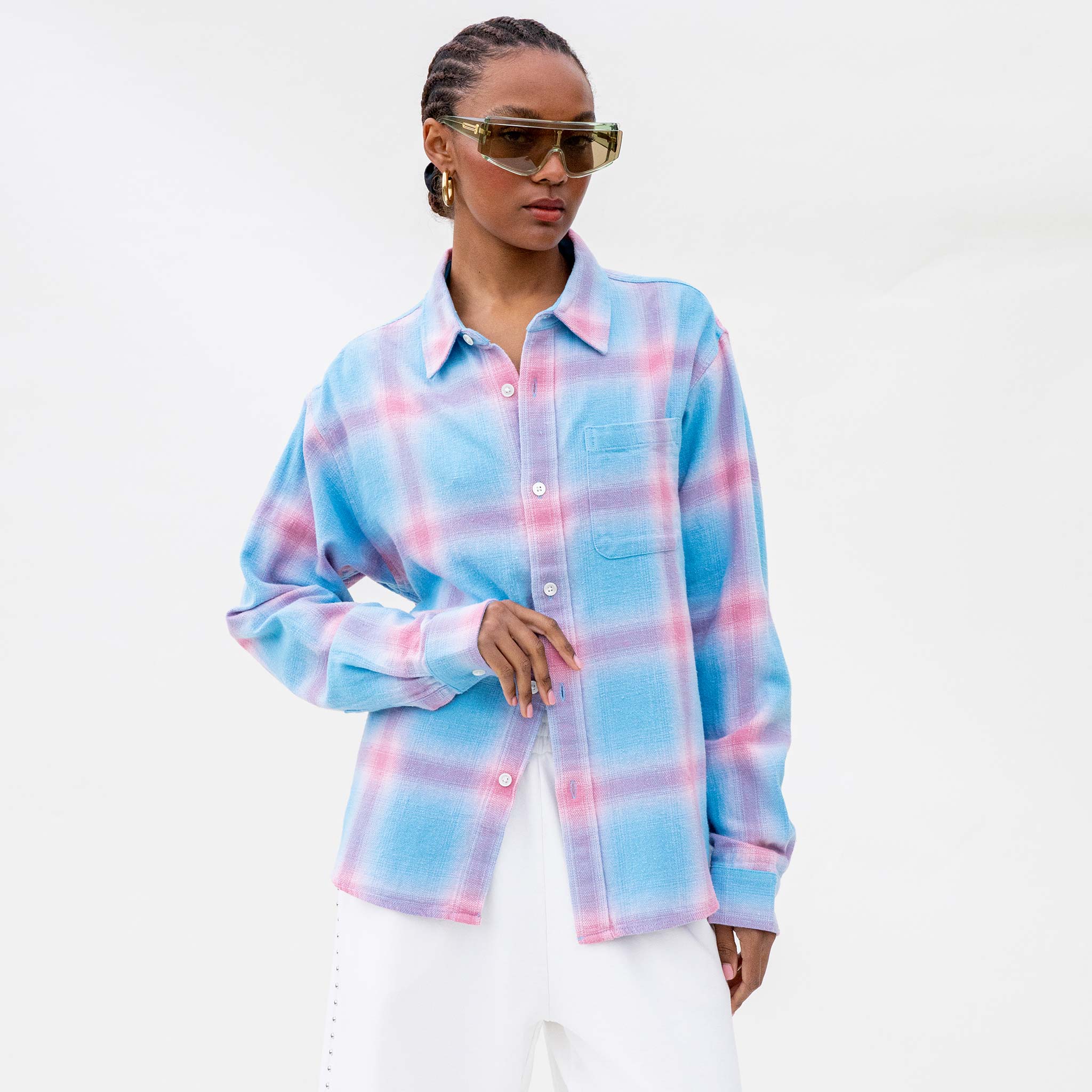 Stussy - Hellshire Plaid Shirt - Blue | available at LCD
