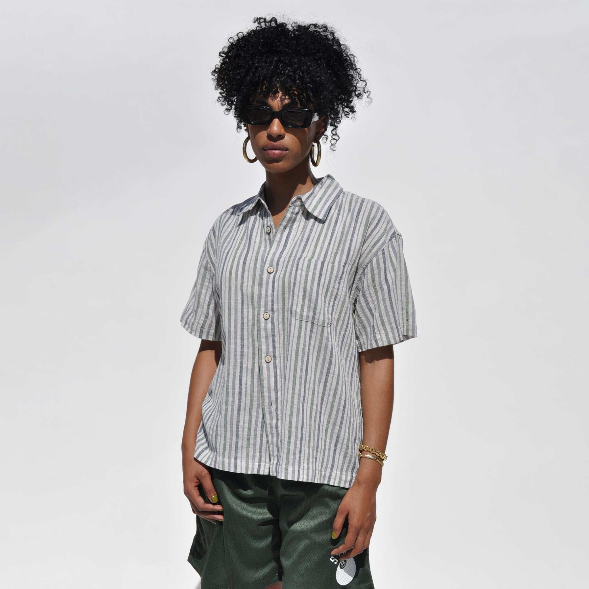 stussy wrinkly cotton gauze shirt 22ss L